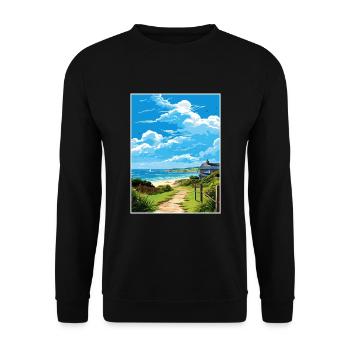 Porthleven Cornwall Vintage voyage affiche Souvenir - Sweat-shirt Unisexe - noir - Devant - Alina (178cm) & Michal (187cm)