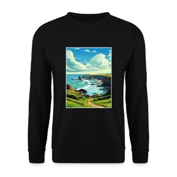 Hartland Quay Devon Vintage Travel Poster Souvenir - Unisex Sweatshirt - black - Front - Alina (178cm) & Michal (187cm)