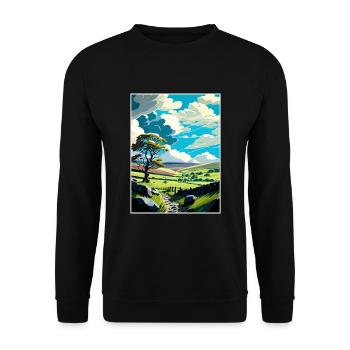 Wensleydale England Vintage Reiseposter Souvenir - Unisex Pullover - Schwarz - Vorne - Alina (178cm) & Michal (187cm)