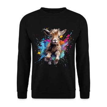 chèvre, cabris qui saute - Sweat-shirt Unisexe - noir - Devant - Alina (178cm) & Michal (187cm)