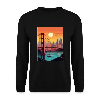 San Francisco Golden Gate Kalifornien Reiseposter - Unisex Pullover - Schwarz - Vorne - Alina (178cm) & Michal (187cm)