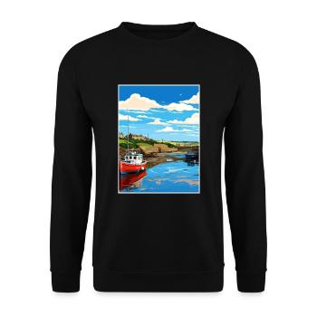 Bude Cornwall Vintage Reiseposter WPA Souvenir - Unisex Pullover - Schwarz - Vorne - Alina (178cm) & Michal (187cm)