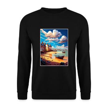Exmouth England Vintage Reiseposter WPA Souvenir - Unisex Pullover - Schwarz - Vorne - Alina (178cm) & Michal (187cm)