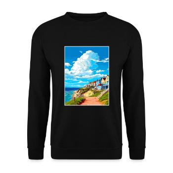 Newquay Cornwall Vintage Travel Poster Souvenir - Unisex Sweatshirt - black - Front - Alina (178cm) & Michal (187cm)