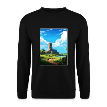 St Just Cornouailles Affiche de voyage vintage souvenir - Sweat-shirt Unisexe - noir - Devant - Alina (178cm) & Michal (187cm)