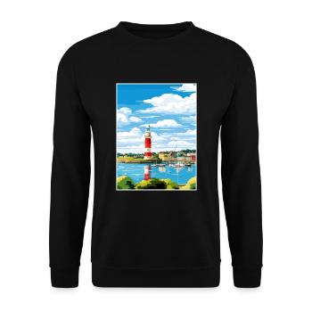 Plymouth England Vintage Reiseposter Souvenir - Unisex Pullover - Schwarz - Vorne - Alina (178cm) & Michal (187cm)