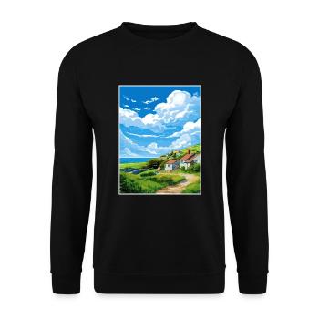 St Agnes Cornwall Vintage Travel Poster Souvenir - Unisex Sweatshirt - black - Front - Alina (178cm) & Michal (187cm)
