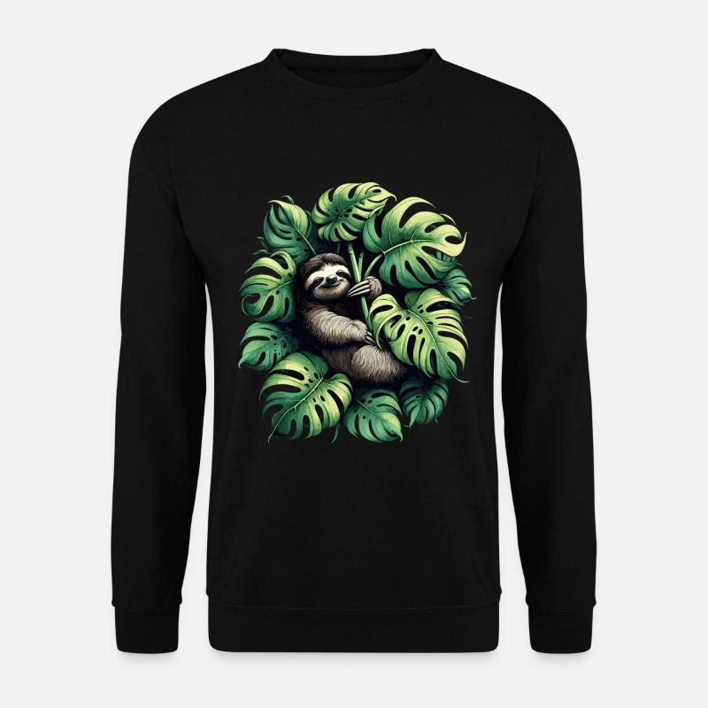 Monstera deliciosa sloth gift - Unisex Sweatshirt - black