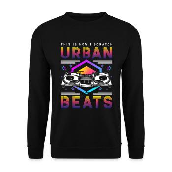 Schallplatte Disko Rave - Unisex Pullover - Schwarz - Vorne - Alina (178cm) & Michal (187cm)