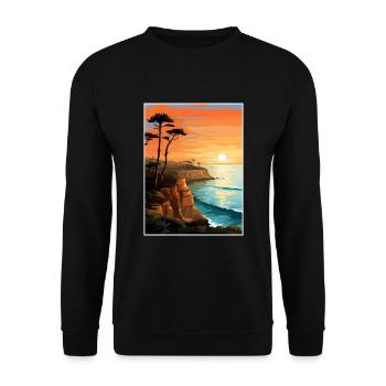 Sunset Cliffs California Vintage Travel Poster WPA - Unisex Sweatshirt - black - Front - Alina (178cm) & Michal (187cm)