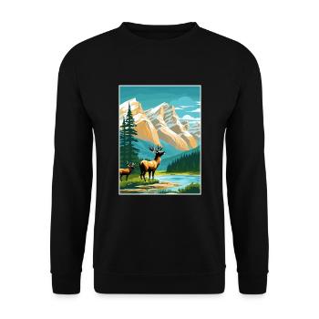 Jasper National Park Kanada Vintage Reiseposter - Unisex Pullover - Schwarz - Vorne - Alina (178cm) & Michal (187cm)