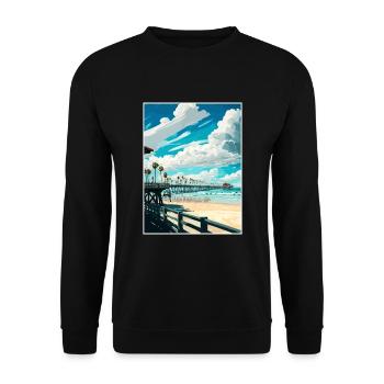 Huntington Beach Californie Vintage affiche de voyage - Sweat-shirt Unisexe - noir - Devant - Alina (178cm) & Michal (187cm)