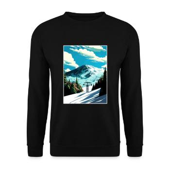 Whiteface Mountain New York State Travel Poster - Unisex Sweatshirt - black - Front - Alina (178cm) & Michal (187cm)