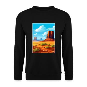 Monument Valley Arizona Wüste Reiseposter - Unisex Pullover - Schwarz - Vorne - Alina (178cm) & Michal (187cm)