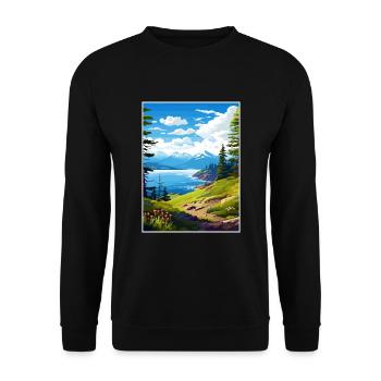 Kachemak Bay Alaska Vintage Reiseposter Souvenir - Unisex Pullover - Schwarz - Vorne - Alina (178cm) & Michal (187cm)