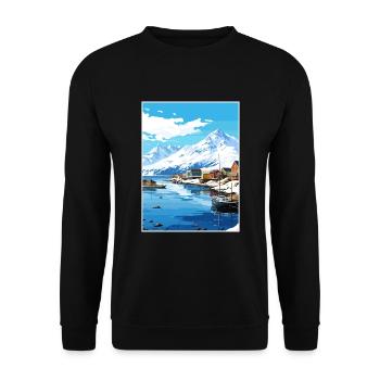 Dutch Harbor Alaska Vintage Reiseposter Souvenir - Unisex Pullover - Schwarz - Vorne - Alina (178cm) & Michal (187cm)