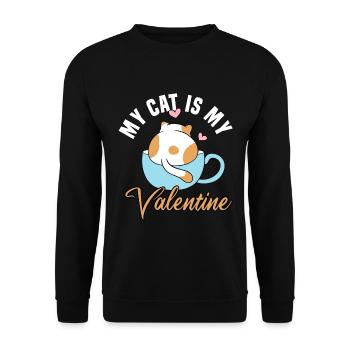 my cat is my valentine - Unisex Pullover - Schwarz - Vorne - Alina (178cm) & Michal (187cm)