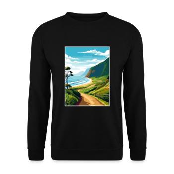 Waipio Valley Hawaï Vintage voyage affiche WPA Art - Sweat-shirt Unisexe - noir - Devant - Alina (178cm) & Michal (187cm)