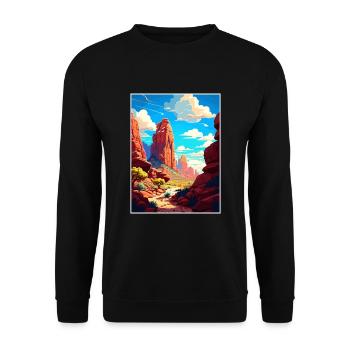 Red Rock Arizona Vintage voyage affiche Souvenir - Sweat-shirt Unisexe - noir - Devant - Alina (178cm) & Michal (187cm)