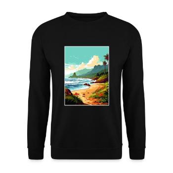 Ke E Beach Hawaï Vintage voyage affiche Souvenir - Sweat-shirt Unisexe - noir - Devant - Alina (178cm) & Michal (187cm)