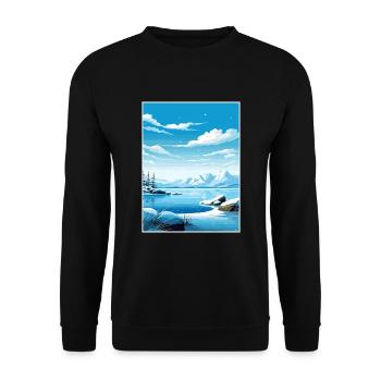 Nordpol Alaska Vintage Reiseposter Souvenir - Unisex Pullover - Schwarz - Vorne - Alina (178cm) & Michal (187cm)