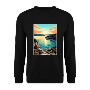 Lac Travis Texas Vintage voyage affiche Souvenir - Sweat-shirt Unisexe - noir - Devant - Alina (178cm) & Michal (187cm)