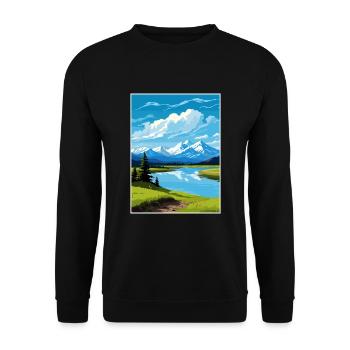 Twin Lakes Alaska Vintage Reiseposter Souvenir - Unisex Pullover - Schwarz - Vorne - Alina (178cm) & Michal (187cm)