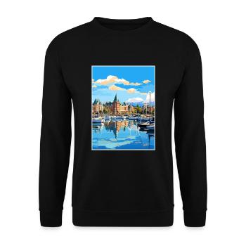 Victoria Canada Affiche de voyage vintage WPA Souvenir - Sweat-shirt Unisexe - noir - Devant - Alina (178cm) & Michal (187cm)