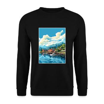 Ketchikan Alaska Vintage Travel Poster Souvenir - Unisex Sweatshirt - black - Front - Alina (178cm) & Michal (187cm)