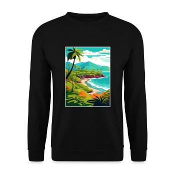 Kailua Kona Hawaii Vintage Travel Poster Souvenir - Unisex Sweatshirt - black - Front - Alina (178cm) & Michal (187cm)