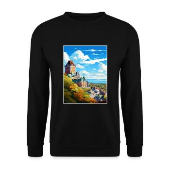 Québec Canada Vintage voyage affiche WPA Souvenir - Sweat-shirt Unisexe - noir - Devant - Alina (178cm) & Michal (187cm)