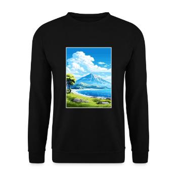 White Island Neuseeland Vintage Reiseposter WPA - Unisex Pullover - Schwarz - Vorne - Alina (178cm) & Michal (187cm)