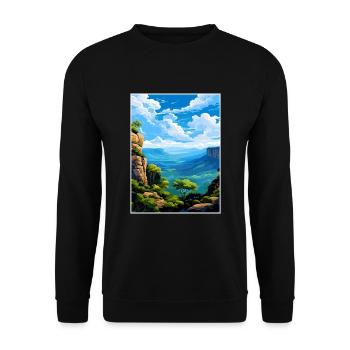 Blue Mountain Australien Vintage Reiseposter WPA - Unisex Pullover - Schwarz - Vorne - Alina (178cm) & Michal (187cm)