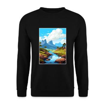 Cradle Mountain Australia Vintage Travel Poster - Unisex Sweatshirt - black - Front - Alina (178cm) & Michal (187cm)
