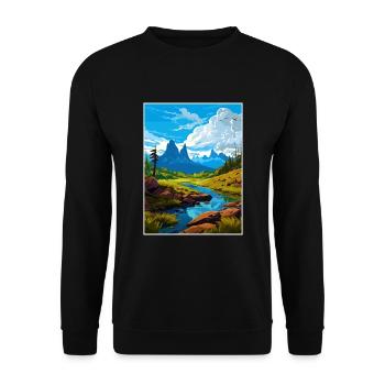 Cradle Mountain Australia Vintage Travel Poster - Unisex Sweatshirt - black - Front - Alina (178cm) & Michal (187cm)