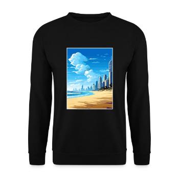 Surfers Paradise Beach Australien Reiseposter - Unisex Pullover - Schwarz - Vorne - Alina (178cm) & Michal (187cm)