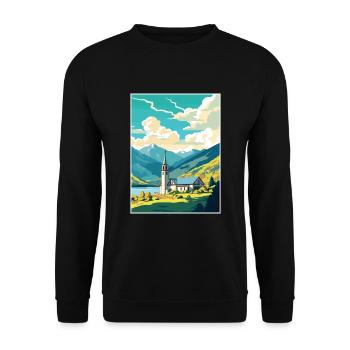 San Martin De Los Andes Vintage Travel Poster WPA - Unisex Sweatshirt - black - Front - Alina (178cm) & Michal (187cm)