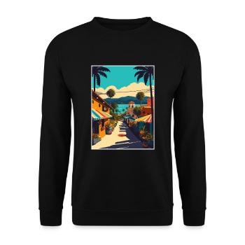Sayulita Décoration Mexique Vintage Voyage Poster - Sweat-shirt Unisexe - noir - Devant - Alina (178cm) & Michal (187cm)