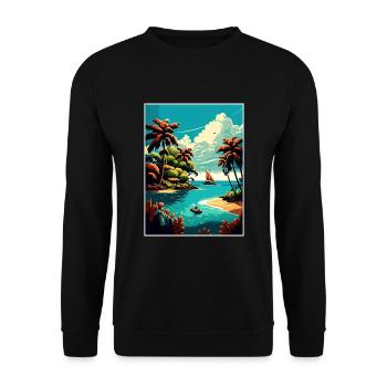 Dominican Republic Caribbean Vintage Travel Poster - Unisex Sweatshirt - black - Front - Alina (178cm) & Michal (187cm)