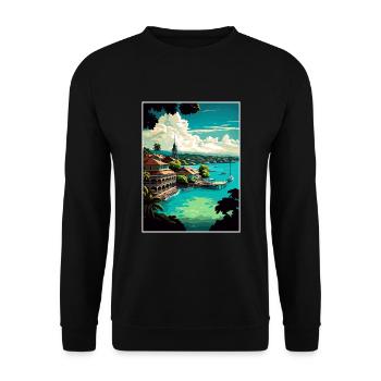 Ocho Rios Caribbean Vintage Travel Poster Souvenir - Unisex Sweatshirt - black - Front - Alina (178cm) & Michal (187cm)