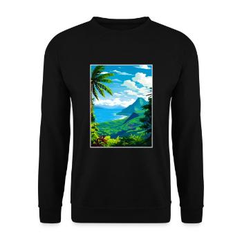 Saint Lucia Caribbean Vintage Travel Poster WPA - Unisex Sweatshirt - black - Front - Alina (178cm) & Michal (187cm)