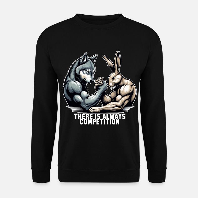 Armwrestling Armdrücken Wolf und Hase Geschenk - Unisex Pullover - Schwarz