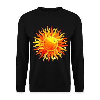 Gebürstetes Aquarell gemalte Sonne - Unisex Pullover - Schwarz - Vorne - Alina (178cm) & Michal (187cm)