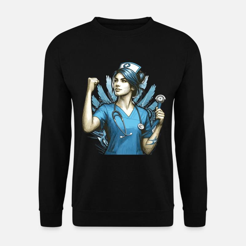 Krankenschwester Siegespose Geschenk - Unisex Pullover - Schwarz