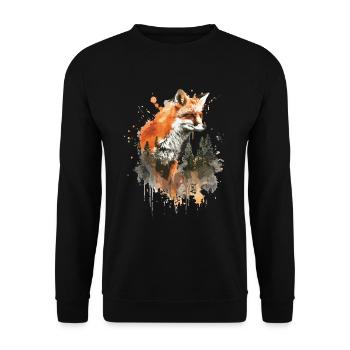 Aquarell Fuchs, Fuchs - Unisex Pullover - Schwarz - Vorne - Alina (178cm) & Michal (187cm)