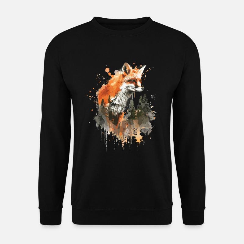 Aquarell Fuchs, Fuchs - Unisex Pullover - Schwarz