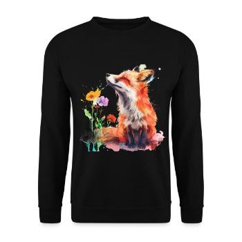 Watercolor Fox, Fox - Unisex Sweatshirt - black - Front - Alina (178cm) & Michal (187cm)