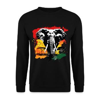 Éléphant Afrique Safari Nature nature sauvage aquarelle Art - Sweat-shirt Unisexe - noir - Devant - Alina (178cm) & Michal (187cm)
