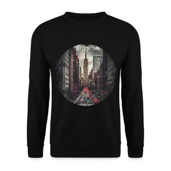 New York City NYC USA Amerika Stadt Skyline Retro - Unisex Pullover - Schwarz - Vorne - Alina (178cm) & Michal (187cm)