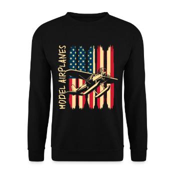 Modellbauer Modellfliegen Hobbypilot Flieger - Unisex Pullover - Schwarz - Vorne - Alina (178cm) & Michal (187cm)